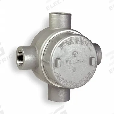 HUBBELL KILLARK Conduit Outlet Body: Aluminum, GE, 1 in Trade Size, X Body - X, XAT and XTF Round Body - Cross Type