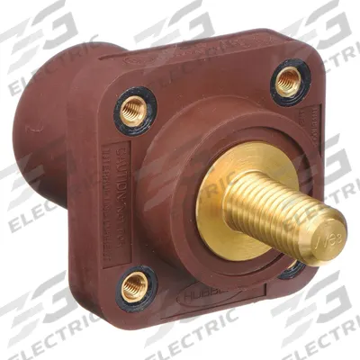 HUBBELL Single Pole Receptacle: Brown, Straight Taper Nose Mating, Threaded Stud Termination - Receptacles with Threaded Stud Terminations