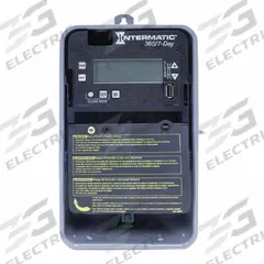 INTERMATIC Electronic Timer: 7 day, Not Astronomic, 120-277V AC, SPDT, Digital (MPN ET2715CR). Key specifications — Body Material: Metal; Indoor/Outdoor Usage: Outdoor; Astronomic Functionality: Not Astronomic; Mounting Style: Surface; Brand: INTERMATIC.