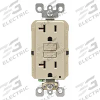 LEVITON GFI Receptacle: Decorator Duplex, 5-20, Ivory, GFCI, 125V AC, 20 A, 2 Pole / 3 Wire (MPN GFNT2-I)