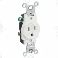 LEVITON Receptacle: Single, 5-15, White, 125V AC, 15 A, 2 Pole / 3 Wire (MPN 5015-W)
