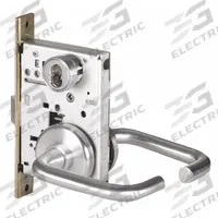 BEST Door Lockset: Office Lever Locksets, Chrome, ADA Compliant, Interchangeable Core (MPN 45H7T3H626LH). Key specifications — attr1024149: Not Ligature-Resistant; attr1011488: BEST; attr1024446: F13; attr1011524: No Message; attr1011506: 40H Rose; attr1011485: Yes; attr1059461: Satin Chromium-Plated : Stainless Steel.