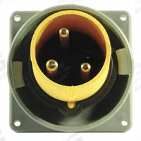 HUBBELL Pin and Sleeve Inlet: Yellow, 125V AC, Single Phase, 30 A, 2 Pole, 3 Wire, IEC Grounding (MPN HBL330B4W). Key specifications — Brand: HUBBELL.