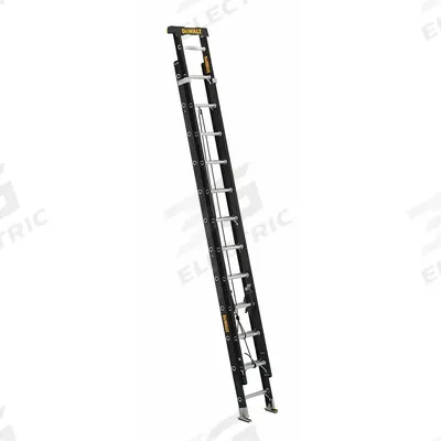 DEWALT Extension Ladder: 24 ft Ladder Size, Fiberglass, 300 lb Load Capacity, 52 lb Wt - Non-Conductive Fiberglass Extension Ladders