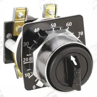 SCHNEIDER ELECTRIC Potentiometer: 30 mm Panel Mounting Size, 5,000 ohm Max Resist Rating (MPN 9001K2107). Key specifications — Manufacturer Part Number: 9001K2107; Series: 9001K; Brand: SCHNEIDER; Includes Dial Plate: Dial Plate Included; Bezel Style: Metallic (Black).