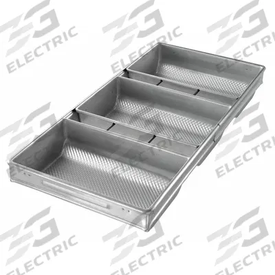 CHICAGO METALLIC Rye Bread/Miche Pan Set: Aluminized Steel, 3 Slots, 12 1/4 in Overall Wd - Bread & Loaf Pans