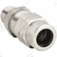 Liquid-Tight Conduit Fitting: Nickle Plated Brass, 1 1/4 in Trade Size, Non-Insulated, Straight (MPN TMC2-125137NB). Key specifications — Insulated: Non-Insulated; Box Connection: 1-1/4 in MNPT; Hazardous Location Rating: Class I, Division 2, Groups A, B, C, D; Brand: APPLETON ELECTRIC.