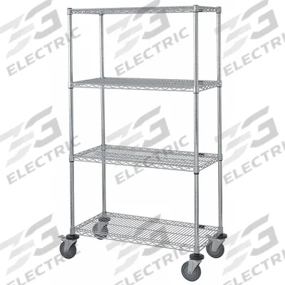 APPROVED VENDOR Wire Shelving Unit: 48 in x 18 in x 69 in, Dry/Harsh/Wet, Split Sleeve - Corrosion-Resistant Mobile Wire Shelving for Harsh Environments