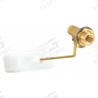 BOBBY Float Valve Assembly: For Water Media, Angle Valve Body, Rectangular, Bulkhead, Brass/Plastic (MPN RM153). Key specifications — Body Material: Plastic; Mounting: Bulkhead; Arm Adjustability: Adjustable; Connection Gender - Side 1: Male; Connection Gender - Side 2: Female; Brand: BOBBY; Connection Type - Side 1: NPT; Connection Type - Side 2: NPT.
