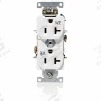 LEVITON Receptacle: Duplex, 5-20, White, 125V AC, 20 A, 2 Pole / 3 Wire (MPN WBR20-W)