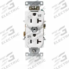 LEVITON Receptacle: Duplex, 5-20, White, 125V AC, 20 A, 2 Pole / 3 Wire (MPN WBR20-W)
