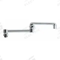 CHICAGO FAUCETS Spout: Spout, Double-Joint, Double Jointed/Swivel Spout, Brass, Polished Chrome (MPN DJ13E35JKABCP). Key specifications — Includes: Mounting Hardware; Product Type: Spout; Spout Style: Double Jointed/Swivel; Body Material: Brass; Color/Finish: Polished Chrome; Brand: CHICAGO FAUCETS.