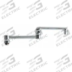 CHICAGO FAUCETS Spout: Spout, Double-Joint, Double Jointed/Swivel Spout, Brass, Polished Chrome (MPN DJ13E35JKABCP). Key specifications — Includes: Mounting Hardware; Product Type: Spout; Spout Style: Double Jointed/Swivel; Body Material: Brass; Color/Finish: Polished Chrome; Brand: CHICAGO FAUCETS.