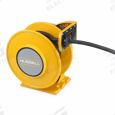 HUBBELL WIRING DEVICE-KELLEMS Extension Cord Reel: Ratchet Lock, 25 ft Cord Lg, 10 AWG, SOW - Hardwired Self-Retracting Cord Reels