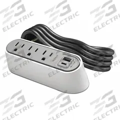 LEGRAND Furniture Power Outlet: 3 Outlets, 6 ft Cord Lg, White, 5-15R, 6 in Wd, Surface Mounting (MPN WSPC320CWH). Key specifications — Shape: Rectangular; Brand: LEGRAND; USB Connectors Included: Type A; Mounting Style: Surface.