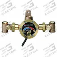 LEONARD VALVE Thermostatic Mixing Valve: For Steam/Water Media, 3/4 in x 3/4 in Connection Size (MPN TMS-25-CP). Key specifications — Seal Material: NBR; Brand: LEONARD VALVE.