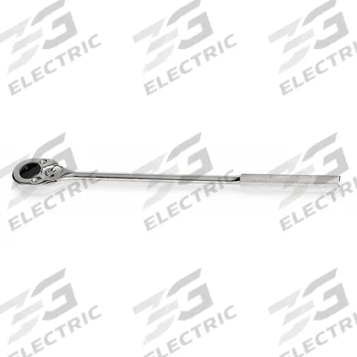 PROTO Hand Ratchet: Pear, Reversible, 16 in Overall Lg, Full Polish, 15° Min Arc Swing - Standard-Head Female Ratchets