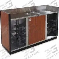 LAKESIDE Mobile Bussing Station: Partially Enclosed, 46 1/4 in Overall Ht, 69 3/4 in Overall Lg (MPN 4618). Key specifications — NSF Certified: No; Brand: LAKESIDE; Caster Type: All Swivel; Enclosed/Open/Partially Enclosed: Partially Enclosed; Finish: Laminate; Material: Stainless Steel; Product Type: Mobile Bussing Station.