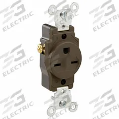 LEVITON Receptacle: Single, 6-15, Brown, 250V AC, 15 A, 2 Pole / 3 Wire (MPN 5029)