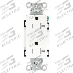 BRYANT Receptacle: Decorator Duplex, 5-20, White, 125V AC, 20 A, 2 Pole / 3 Wire (MPN DRS20WTR)