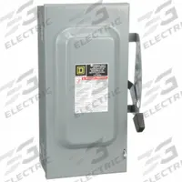 SQUARE D Safety Switch: Fusible, 100 A, Three Phase, 240V AC, Galvanized Steel, Indoor (MPN D323N). Key specifications — Brand: SQUARE D.