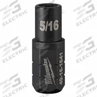 MILWAUKEE Impact Socket: SAE/Metric, 5/16 in Socket Size, 6-Point, Short, 1 41/64 in Overall Lg (MPN 49-16-1641). Key specifications — attr1215501: MILWAUKEE; attr1215515: Black Oxide; attr1215518: 5/16 in.