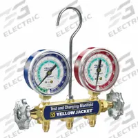 YELLOW JACKET Manifold Gauge: 2 Valves, 0 Hoses, Series 41, 2 1/2 in Gauge, For R-134A/R-404A/R-507 (MPN 41312). Key specifications — Product Type: Manifold Gauge Set; For Refrigerant Type: R-134A; Brand: YELLOW JACKET; Includes: Handle; Gauge Boots: No; Sight Glass: No.