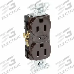 HUBBELL Receptacle: Duplex, 5-15, Brown, 125V AC, 15 A, 2 Pole / 3 Wire (MPN CR15)