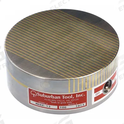 SUBURBAN Magnetic Chuck: Std Pole, 100 mm Dia (MPN MRRE-10). Key specifications — Brand: SUBURBAN. - Round Magnetic Plate Chucks