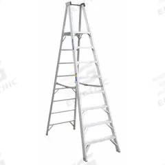 WERNER Platform Stepladder: 8 ft Ladder Size, Aluminum, 375 lb Load Capacity, 46 lb Wt (MPN P408). Key specifications — Brand: WERNER; Included Features: Guard Rail.