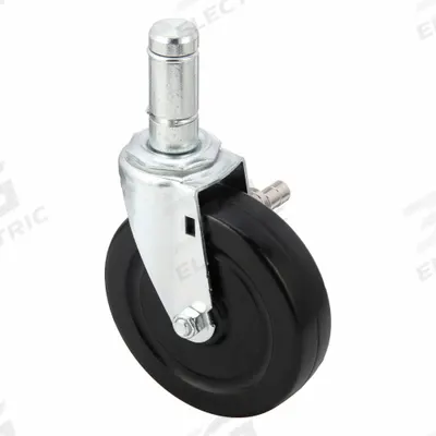 APPROVED VENDOR Stem Caster: Swivel, No Brake, 5 in Wheel Dia., 1 1/4 in Wheel Wd, Rubber - NSF-Listed Sanitary Friction-Ring Stem Casters
