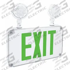 Exit Sign with Emergency Lights: White, 2 Faces, Green, LED, Wall, Nickel Cadmium, 4.2 W Lamp Watt (MPN FHEC34G). Key specifications — Voltage: 120/277V AC; Self Diagnostics: No; Housing Color: White; Brand: FULHAM; Directional Indicators: Universal Field Selectable Chevrons; Lighting Technology: LED; Remote Capable: No; Text Color: Green.