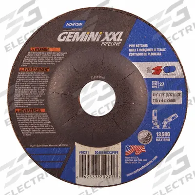 NORTON Cut-Off & Grinding Wheel: Type 27, 5" x 1/8" x 7/8", Aluminum Oxide, 24 Grit - General Purpose Combination Wheels for Carbon & Stainless Steel