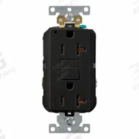 LEVITON Plugs and Receptacles: Duplex, 5-20, Black, GFCI, 125V AC, 20 A, 2 Pole / 3 Wire (MPN G5362-E)