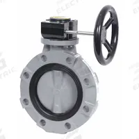 HAYWARD Butterfly Valve: 8 in Pipe Size, Concentric, 150 psi Max. Pressure (CWP), Wafer, FKM, FKM (MPN BYV44080A0VG000). Key specifications — Brand: HAYWARD; Handle Type: Gear Operated Handwheel; Disc Material: Glass-Filled Polypropylene.