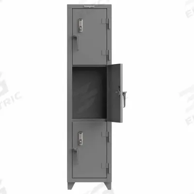 STRONG HOLD Locker: 18 in x 18 in x 75 in, 3 Tiers, 1 Units Wide, 3 Lockers, 18 in x 24 in - Wiring-Ready Full-Height Metal Mobile-Device Lockers