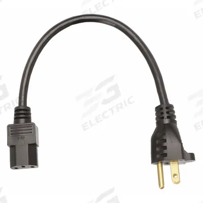 APPROVED VENDOR Power Cord: 1 ft Lg, 3/18, 5-15P Plug, C13 Receptacle, SJT, PVC, 10 A Current - Electronic Equipment Power Cords