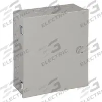 WIEGMANN Enclosure: Steel, 18 in x 15 in x 4 in, NEMA 1, Solid Cover, Hinged, Included, Painted (MPN A151804). Key specifications — Brand: WIEGMANN; Closure Method: Clamps; Knockouts: Included.