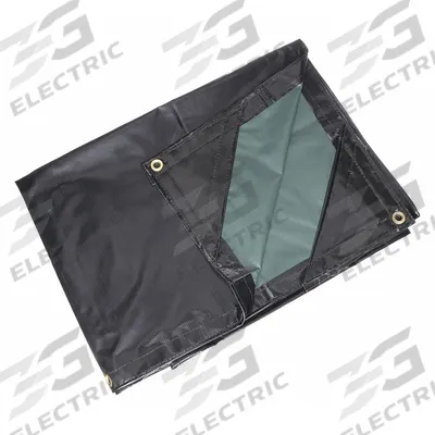 APPROVED VENDOR Tarp: 9.5 ft Lg, 7.33 ft Wd, Heavy Duty, 15 mil, Vinyl, Black/Green - Vinyl Tarps
