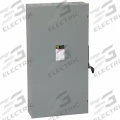 SQUARE D Safety Switch: Fusible, 400 A, Single Phase, 240V AC, Galvanized Steel, Indoor (MPN D225N). Key specifications — Brand: SQUARE D.