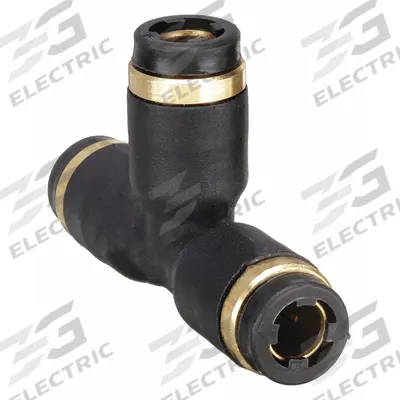 LEGRIS Push-Fit Tee Fitting: 3/16 in OD x 3/16 in OD x 3/16 in OD Size, 1 11/16 in Overall Lg - Nylon & Nickel-Plated Brass Tube Fittings