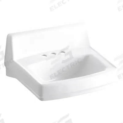 KOHLER Bathroom Sink: Greenwich, White, Vitreous China, 20 3/4 in Overall Lg - One-Station Wall-Mounted Bathroom Sinks without Faucets