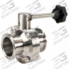 DIXON Butterfly Valve: 1 1/2 in Pipe Size, Clamp, 140 psi Max. Pressure (CWP), 316L Stainless Steel (MPN B5107S150CC-B). Key specifications — Average Surface Roughness (Ra): ≤ 32 micron; Brand: DIXON; Stop Positions: Unlimited; Handle Type: Lever; Body Material: 316L SS; Disc Material: 316L SS.