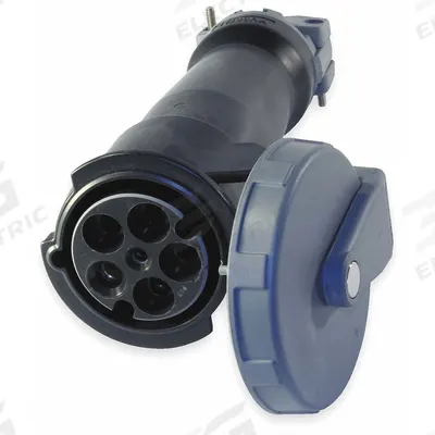 HUBBELL Pin and Sleeve Connector: Black, 347/600V AC, Three Phase, 60 A, 4 Pole - Washdown-Rated Connectors