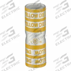 APPROVED VENDOR Open Barrel Splice: 250 kcmil Wire Size, Yellow Code, 2.27 in, Copper Barrel, 62 Die (MPN 22EZ24). Key specifications — Die Code: 62; Brand: APPROVED VENDOR; Color Code: Yellow.