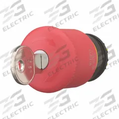 EATON Emergency Stop Push Button: Red, 22 mm Mounting Size, Non-Metallic, Maintained (MPN M22-PVS). Key specifications — Brand: EATON; Action: Maintained; Series: M22; Push Button Material Type: Non-Metallic.