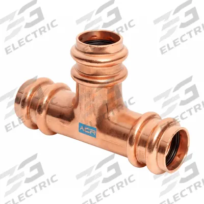 STREAMLINE Crimp Tee Fitting: Tee, Press-fit x Press-fit x Press-fit x Press-fit - Refrigeration Copper & Bronze Press Tube Fittings