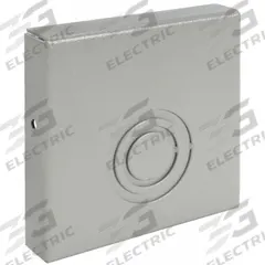WIEGMANN Wireway End Cap: 4 in Wd, 4 in Ht, 16 ga Gauge, 1, With Knockouts, Steel, Powder Coated (MPN E0404). Key specifications — Brand: WIEGMANN; Finish: ANSI 61 Polyester Powder; With/Without Knockouts - Broad: Yes.