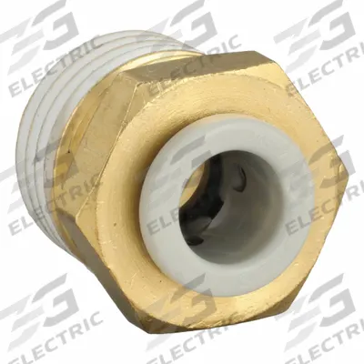 SMC Push-Fit Adapter Fitting: 6 mm OD x 1/4 in Pipe Size, Push-to-Connect x BSPT - Polybutylene & Brass Tube Fittings