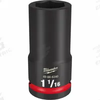 MILWAUKEE Deep Impact Socket: 3/4 in Drive Size, SAE, 1 1/16 in Socket Size, 6-Point, Deep, Friction (MPN 49-66-6340). Key specifications — attr1215501: MILWAUKEE; attr1215515: Black Phosphate; attr1215518: 1-1/16 in.